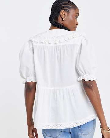 White V Neck Collar Blouse