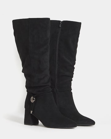 Sabrina Rouched Pointed Knee High Boots - Wide Fit (E) & Curvy Calf