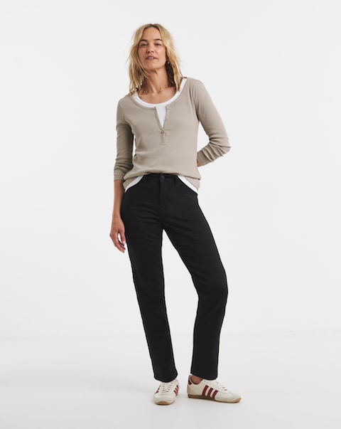 24/7 Black Straight Leg Jeans