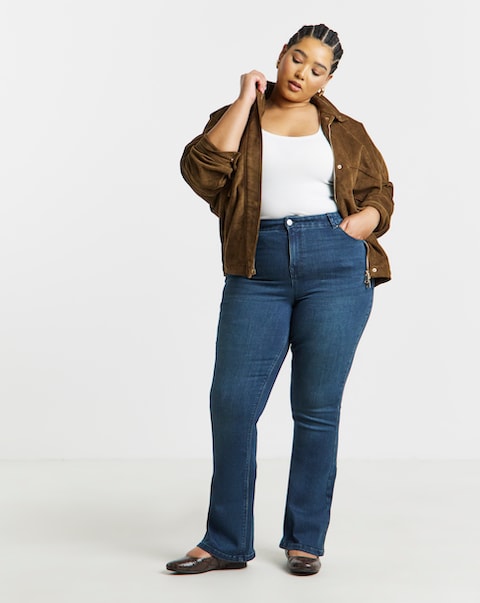 Stretch Denim Flared Jeans
