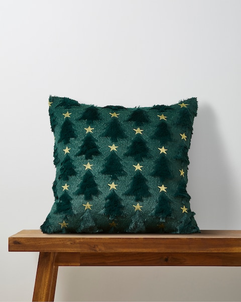 New In - Faux Fur Christmas Trees Cushion