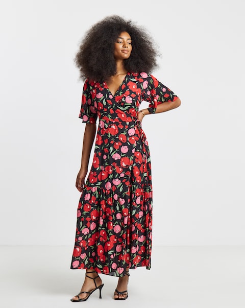 Simply Be Floral Print Wrap Midaxi Dress