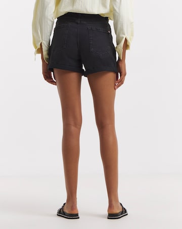 Simply Be 99/1 Washed Black Comfort Stretch Denim Loose Mom Short