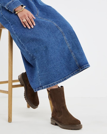Journey Suede Ankle Boots With Zip Detail - Wide Fit (E)