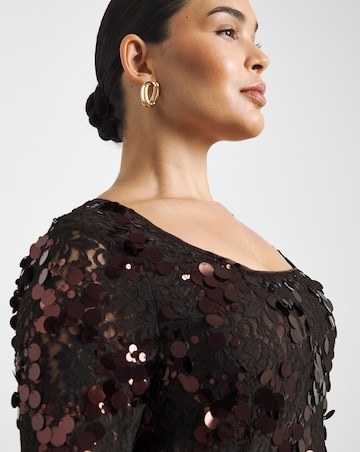 Joanna Hope Stretch Lace Sequin Dress
