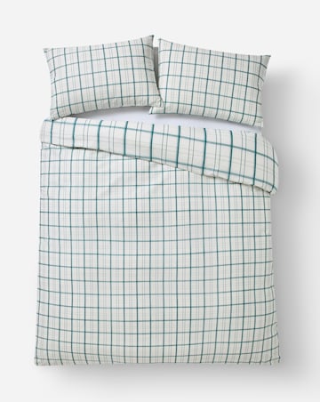 Painted Check Cotton Blend Reversible Duvet Cover Set