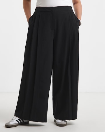 Black Magisculpt Pleated Wide Leg Trousers Regular