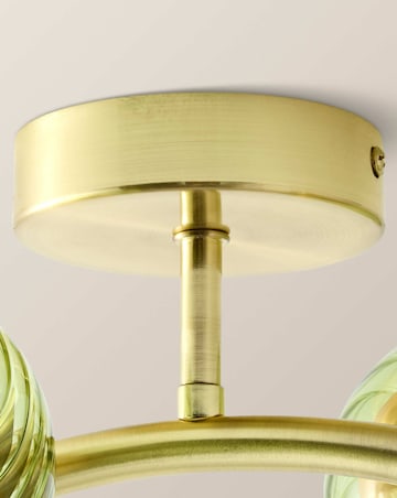 ValueLights Sydney Brushed Gold with Green Swirl Glass Multi Arm Ceiling Light