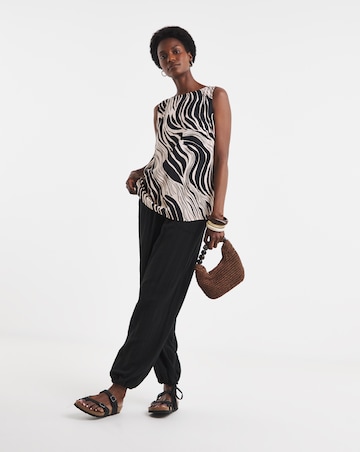 Printed Linen Mix Sleeveless Shell Top