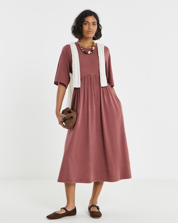 Simply Be Burgundy Acid Wash Waist Detail Midi Dress