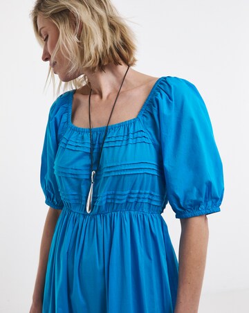 Pintuck Cotton Smock Maxi Dress