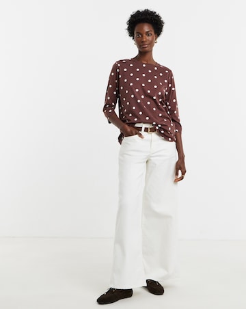 Chocolate Spot And Plum 2 Pack Curved Hem 3/4 Sleeve Longline Top