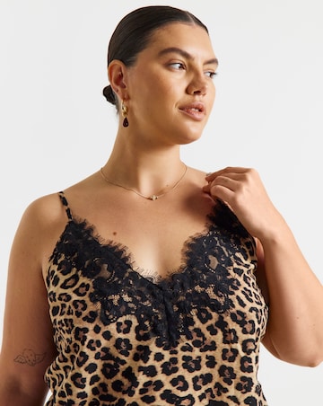 Simply Be Leopard Print Lace Trim Cami