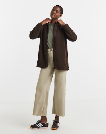 Chocolate Zip Through Longline Fleece