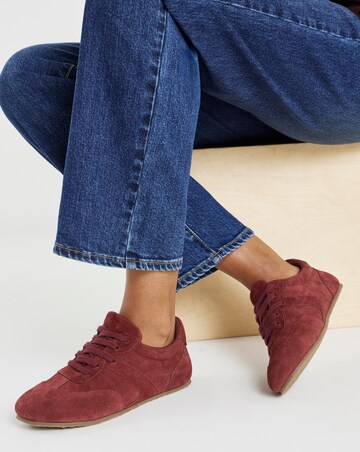 Luna Suede Retro Classic Lace Up Trainers - Wide Fit (E)