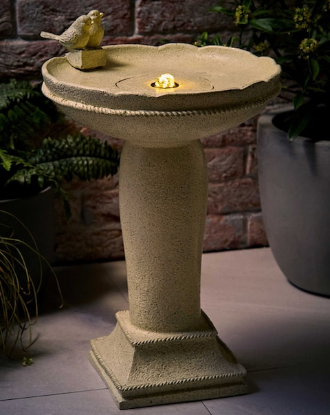 ValueLights Bird Bath Solar Powered Outdoor Water Fountain Feature Garden Light