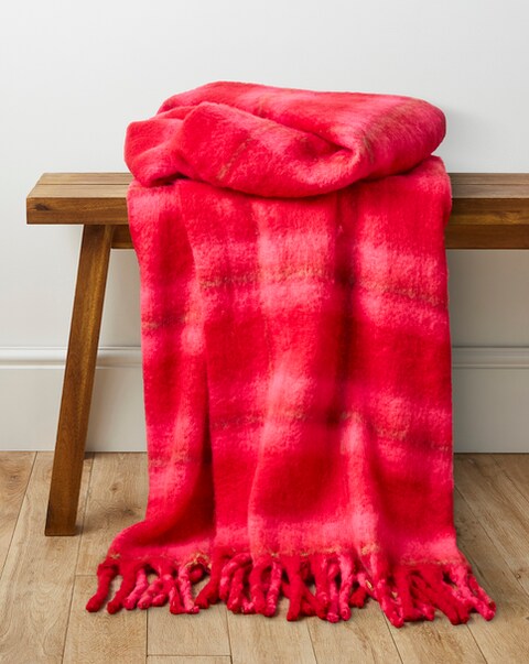 Faux Mohair Checked Throw