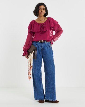 Simply Be Mulberry Frill Collar Blouse
