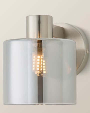 ValueLights Demi Brushed Chrome Smoke Glass Cup Wall Light