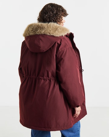 Burgundy Quilt Lined Parka Coat
