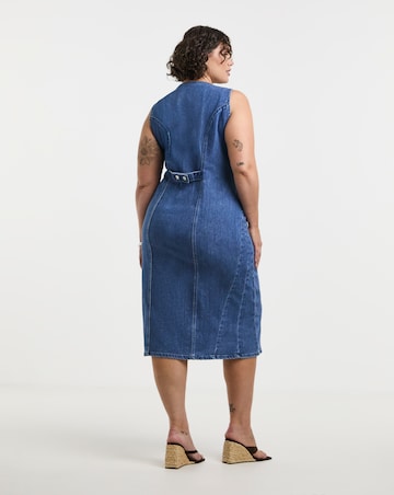 Simply Be Mid Wash Denim Sleeveless Midaxi Dress