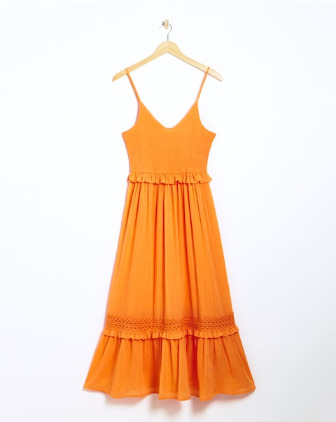 Figleaves Cotton Shirred Maxi Beach Dress