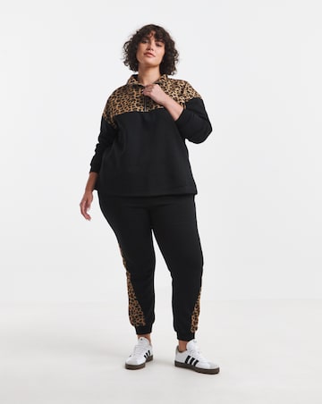 Simply Be Green Leopard Print Half Zip Sweatshirt