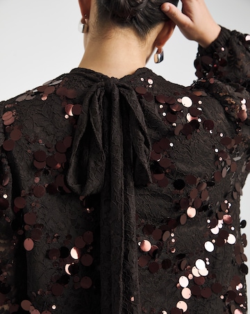 Joanna Hope High Neck Lace Sequin Blouse