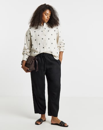 Simply Be Daisy Embroidered Linen Mix Shirt