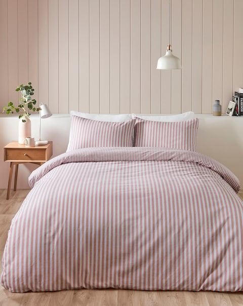 Catherine Lansfield Brushed Stripe Duvet Cover Set