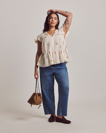Julipa Lace Trim Peplum Blouse