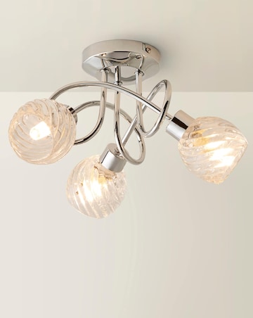 ValueLights Reyka 3 Way Cross Over Chrome Ceiling Light Swirl Glass