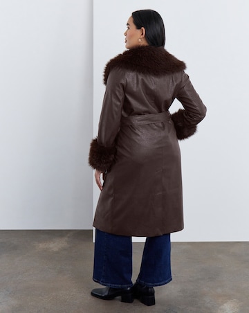 Simply Be Chocolate Faux Leather Trench Coat