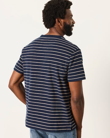FatFace Short Sleeve Small Stripe T-Shirt - Navy