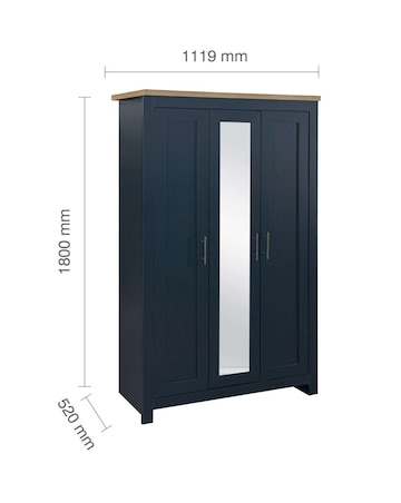 Highgate 3 Door Wardrobe With Mirror