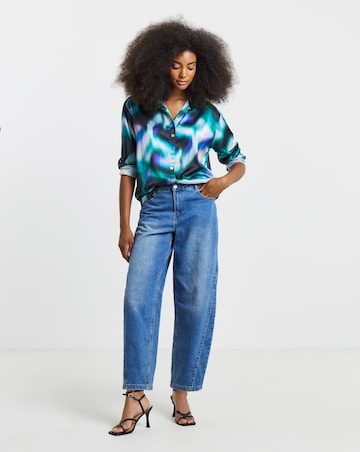 Abstract Print Relaxed Fit Satin Shirt