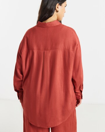 Rust Linen Gathered Sleeve Boxy Shirt