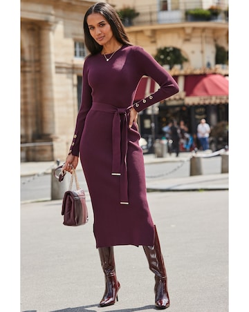 Sosandar Self Tie Midaxi Dress with Cuff Detail Dress