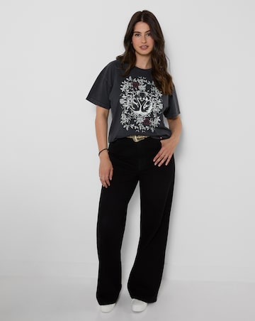 Joe Browns Short Sleeve Acid Wash Swan Graphic T-Shirt