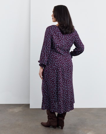 Simply Be Cherry Print Square Neck Long Sleeve Midi Dress