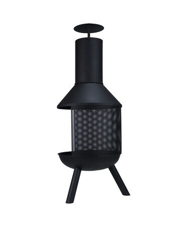 Charles Bentley Round Black Steel Chimenea