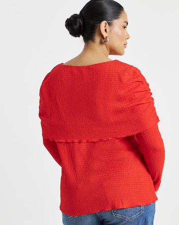 Simply Be Red Textured Slash Neck Double Layer Top
