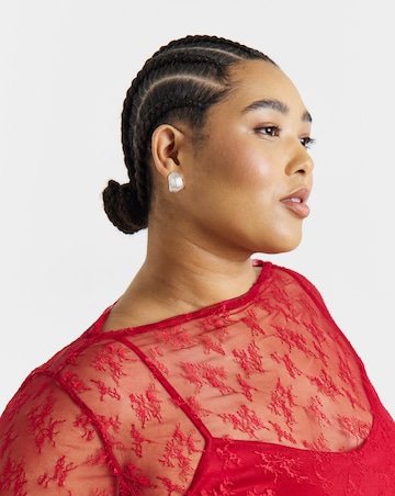 Simply Be Red Lace Long Sleeve Top