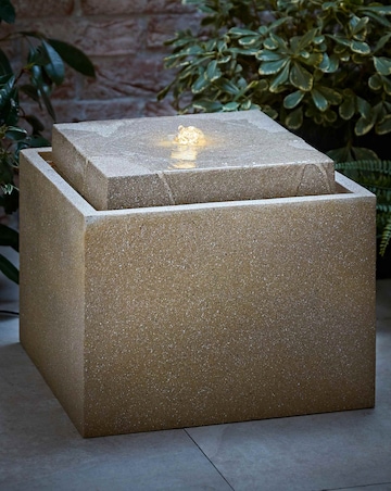 ValueLights Solar Power Natural Square Outdoor Garden Water Fountain Feature