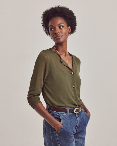 Anthology Olive Sheer Cardigan