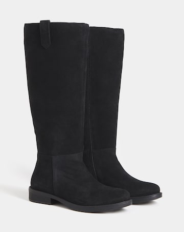 Krista Suede Pull On Knee High Boots - Extra Wide Fit (EEE) & Super Curvy Calf