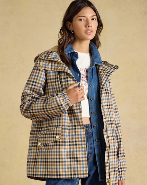 New In - Joules Everdry Check Raincoat