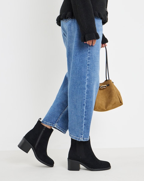 Aisha Block Heel Chelsea Ankle Boots - Wide Fit (E)