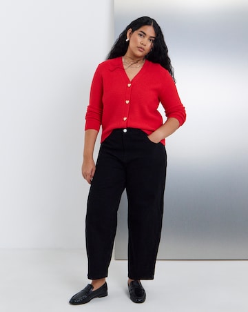 Textured Heart Button Cardigan