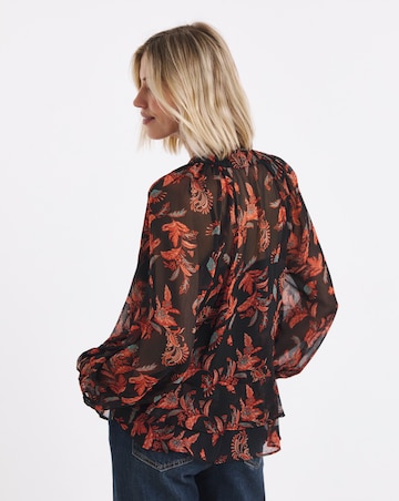 Paisley Print Tie Neck Georgette Blouse